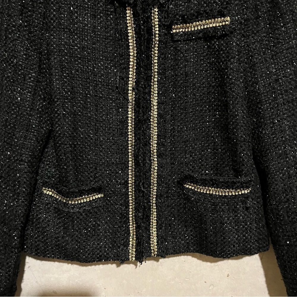 Alice Moon by Moon Collection Black Sparkle Tweed Blazer Jacket Size Medium - Picture 3 of 11